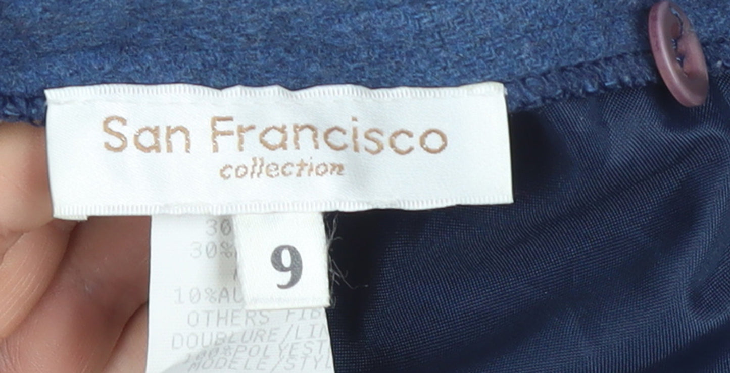 San Francisco Collection Women's Blue Wool Blend Knee Length Pencil Skirt Size 8