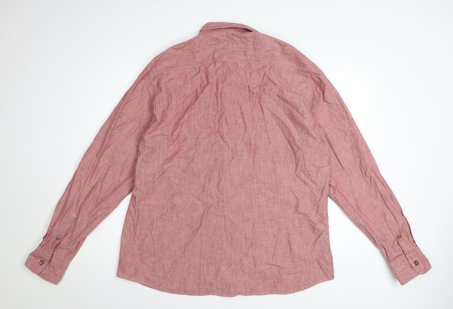 Marks and Spencer Men’s Red Long Sleeve Button-Down Cotton Shirt XL