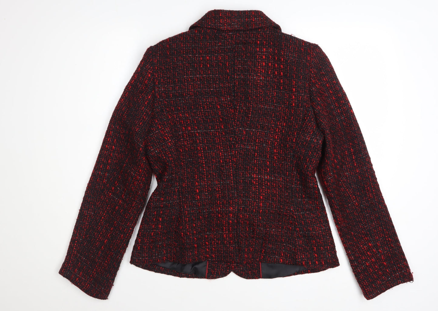 Marks and Spencer Women Red Tweed Wool Blend Blazer Size 12