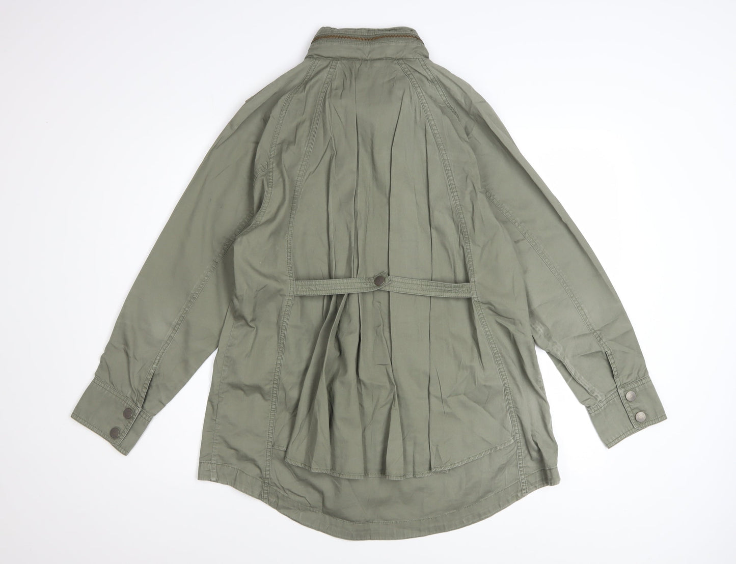 Marks and Spencer Women Khaki Green Military Jacket UK 12 Cotton Lined
