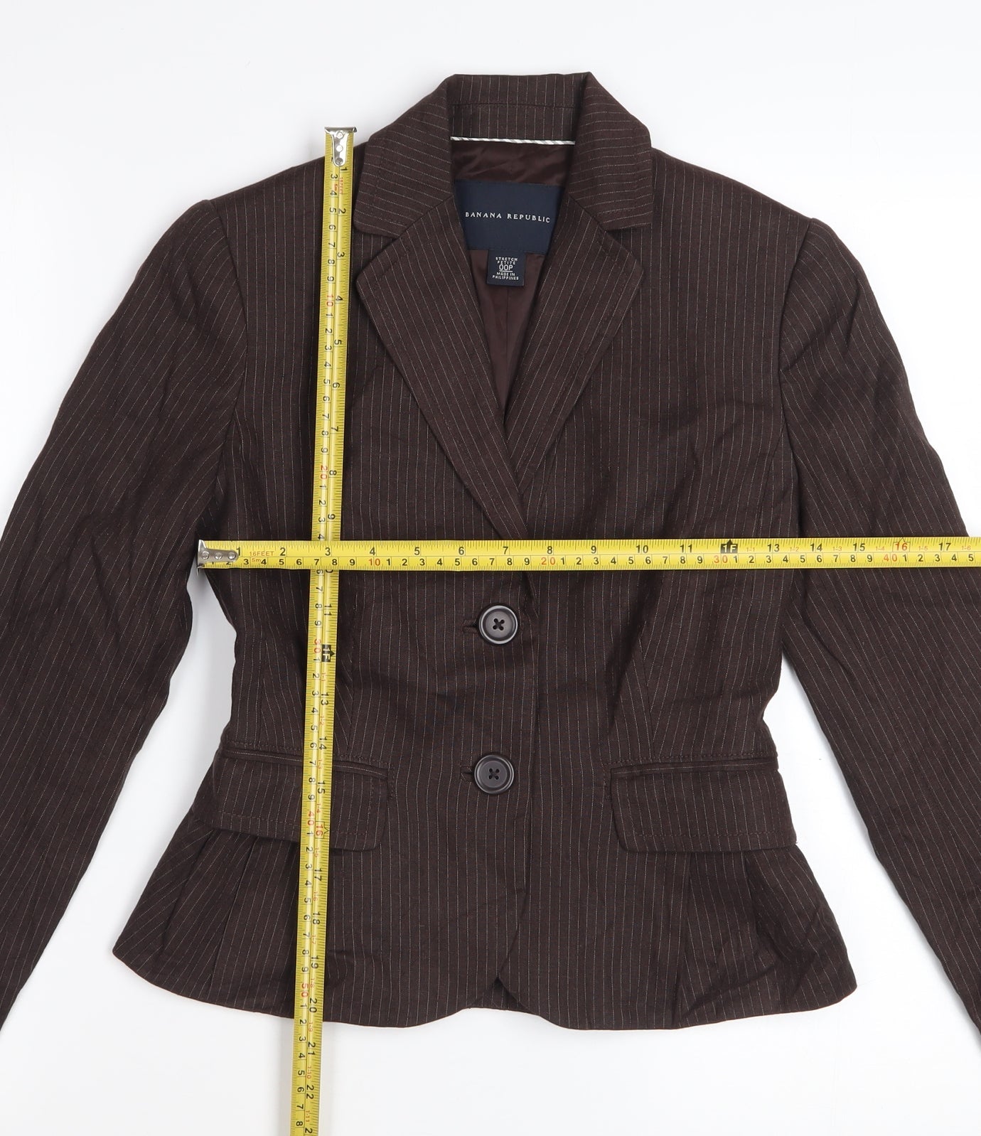 Banana Republic Women's Brown Pinstripe Petite Blazer Size 2