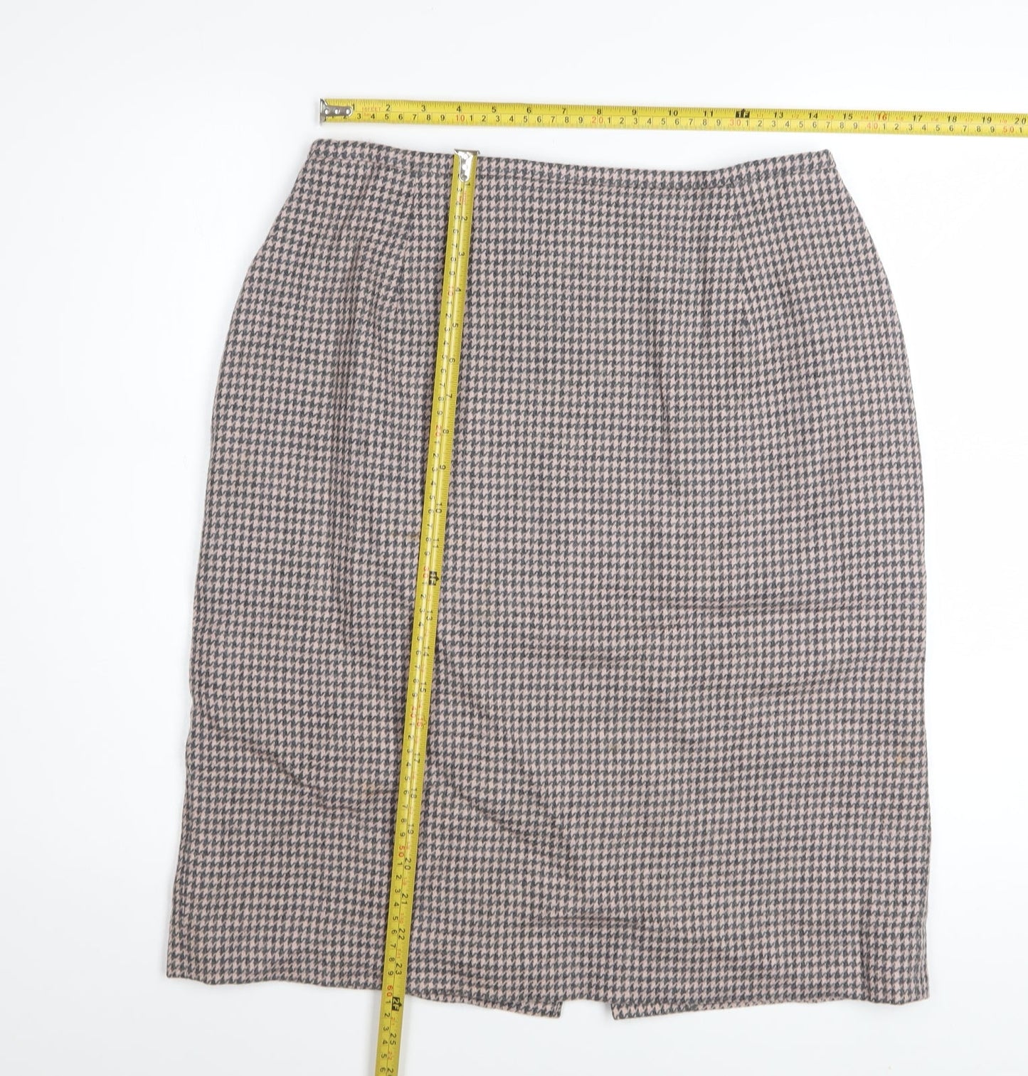 Rena Rowan for Saville Womens Brown Wool Houndstooth Pencil Skirt Size 12