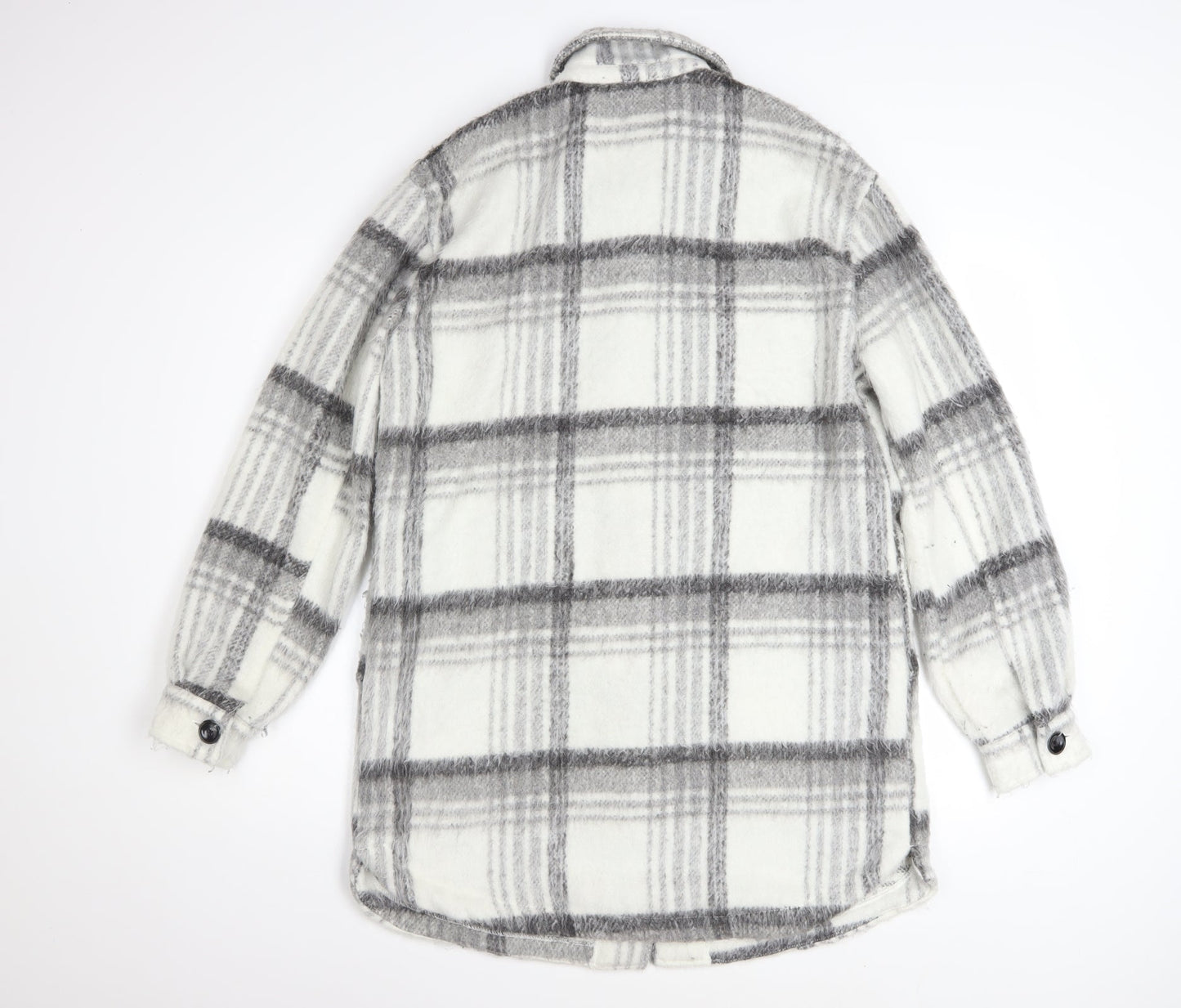 New Look Women's Grey Check Shacket Jacket Size 8