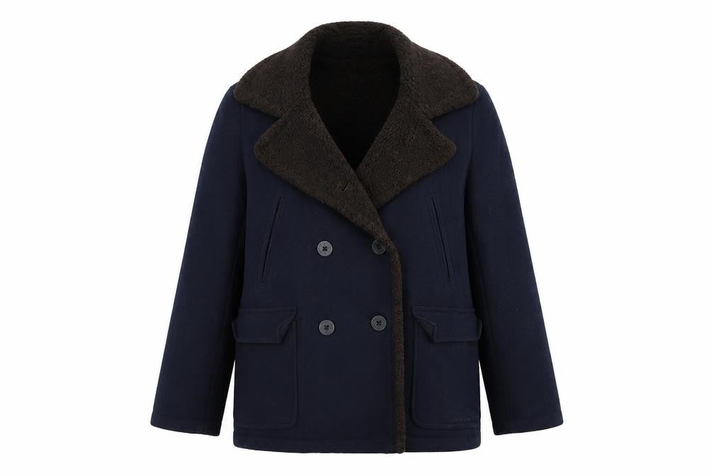 American Eagle Mens Blue Wool Pea Coat Size L Classic Winter Jacket