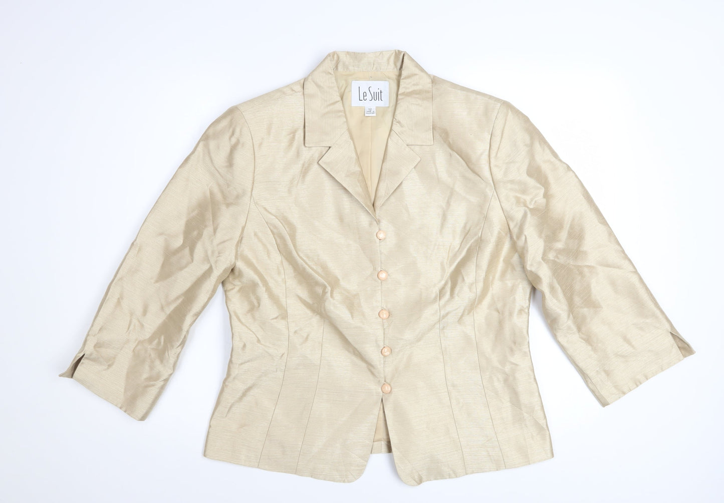 Le Suit Women's Beige Single-Breasted Blazer Size 12 Classic Fit