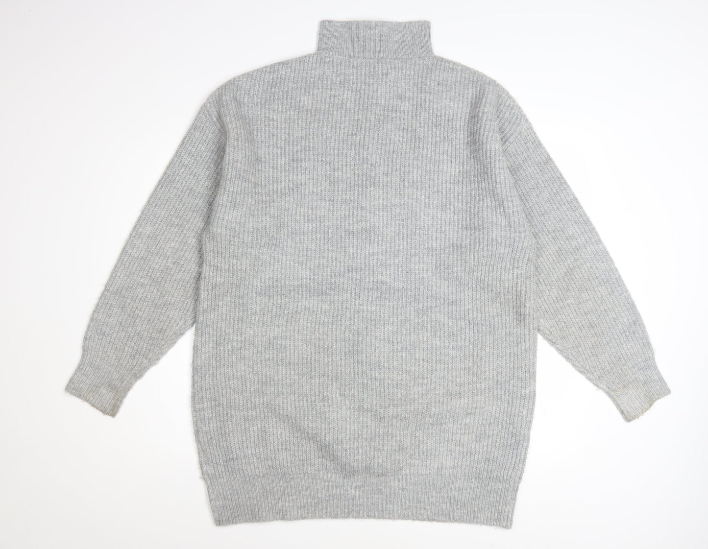 Jack Wills Women's Grey High Neck 1/2 Zip Knit Jumper Size 12