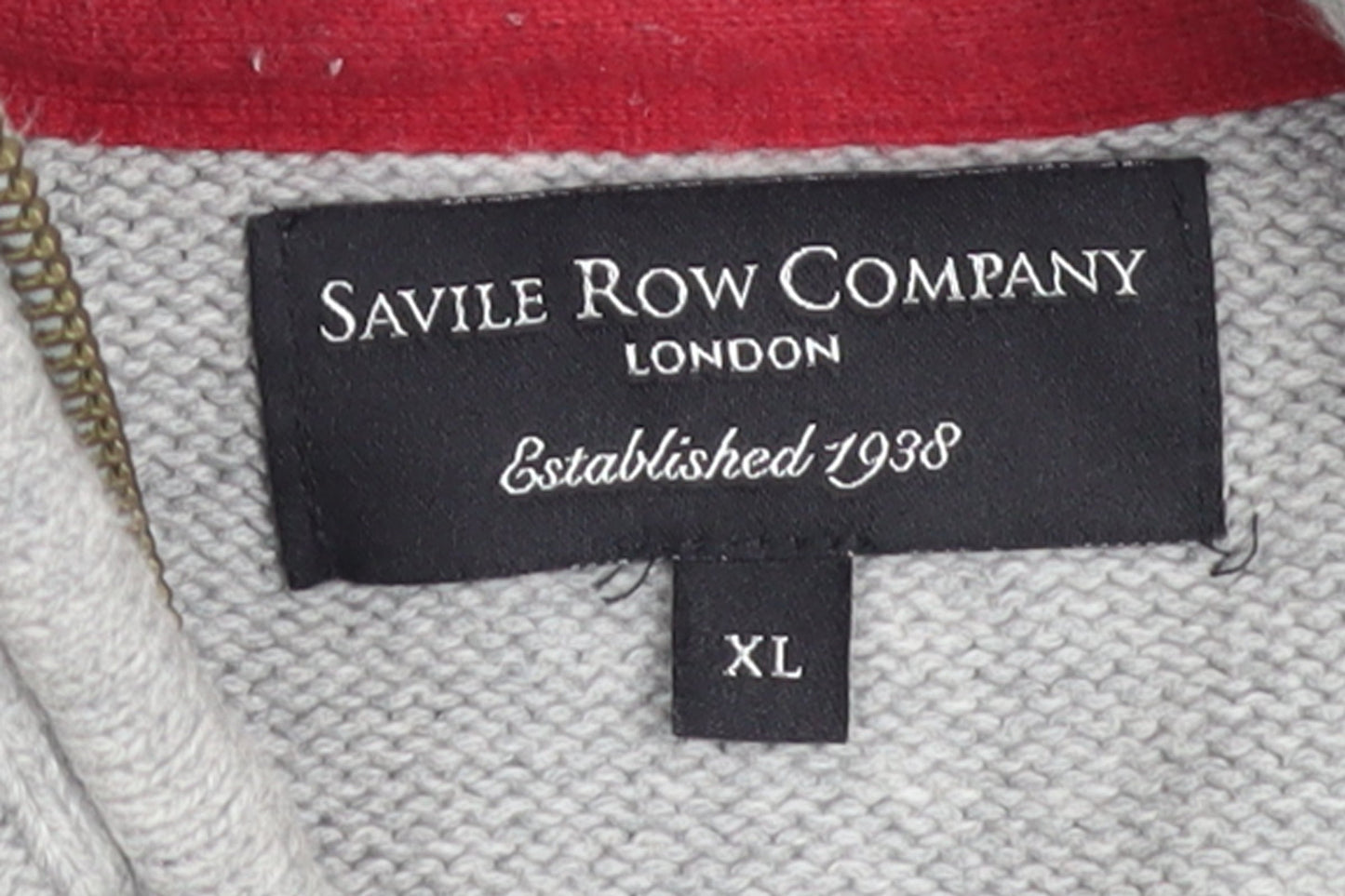 Savile Row Company Men's Grey XL Cotton 1/2 Zip Jumper