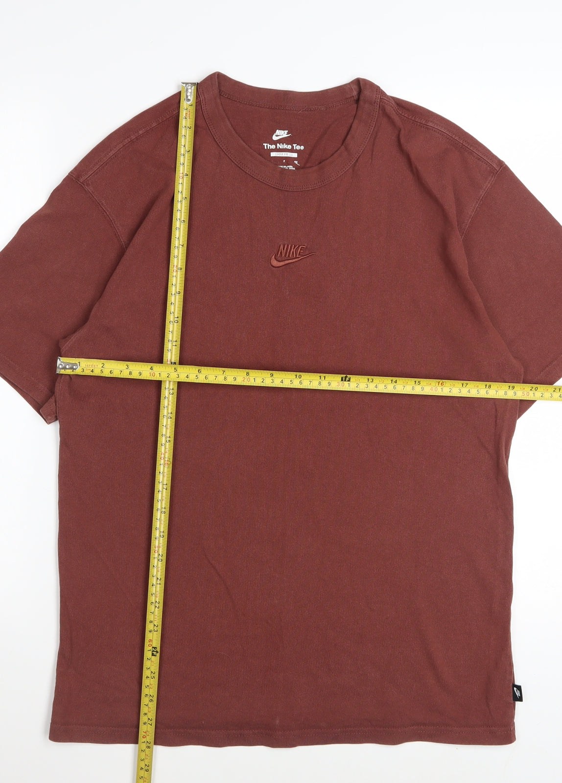 Nike Men's Brown Loose Fit Crew Neck Cotton T-Shirt Size L