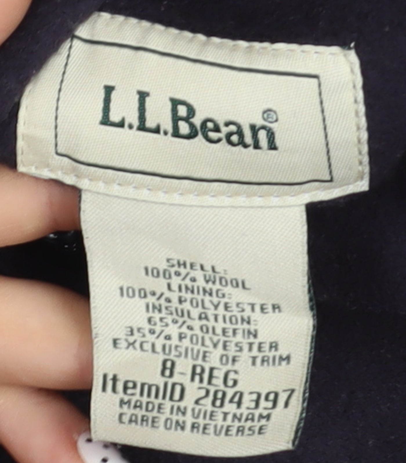 L.L. Bean Women's Black Wool Duffle Coat Size 8 Hooded Mid-Length