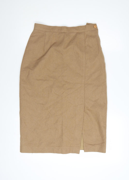 SK & Company Women Beige Wool Blend Midi Pencil Skirt Size 10