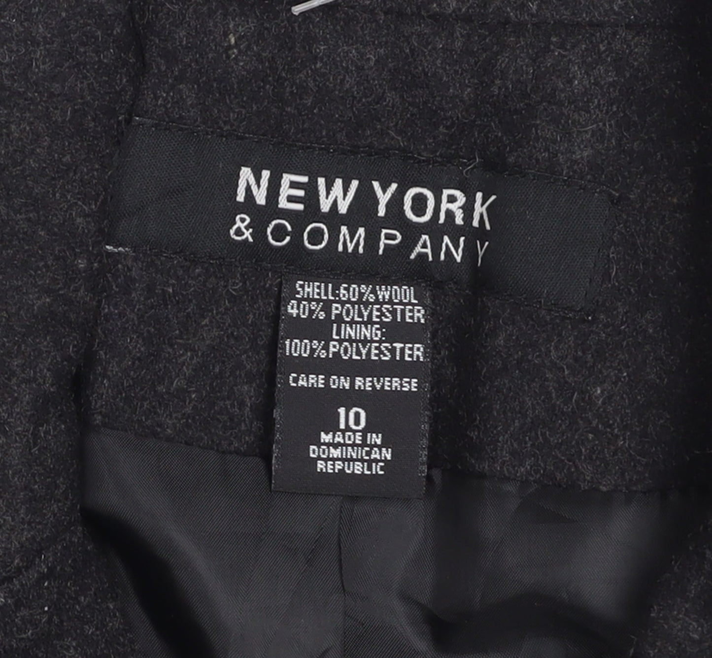 New York & Company Women's Black Wool Trench Coat Size 10