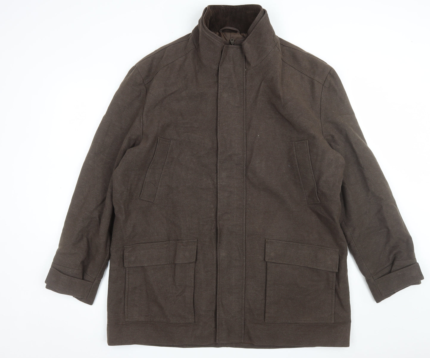 Thomas Nash Men's Brown 2XL Cotton Overcoat Jacket