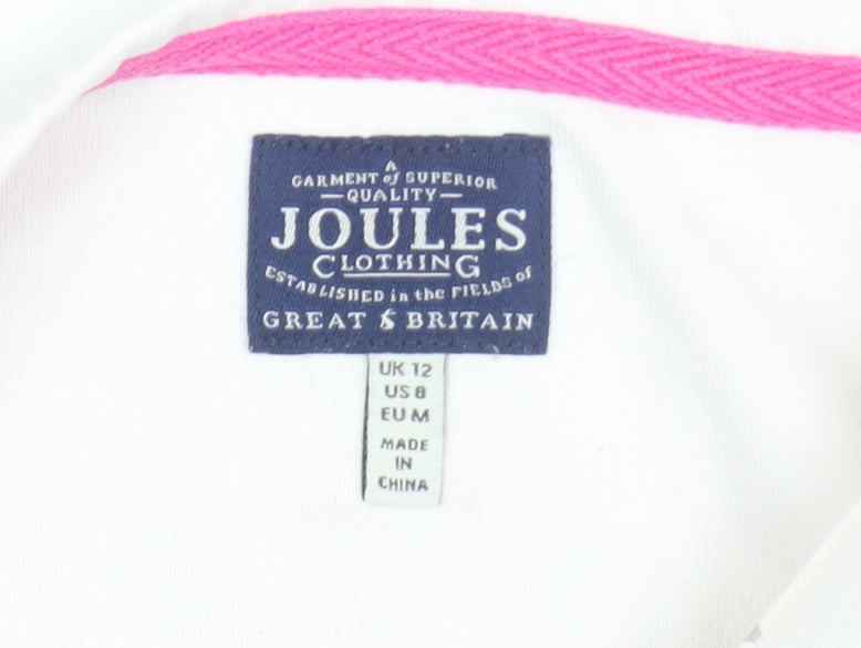 Joules Women’s White Floral Long Sleeve Cotton T-Shirt UK 12