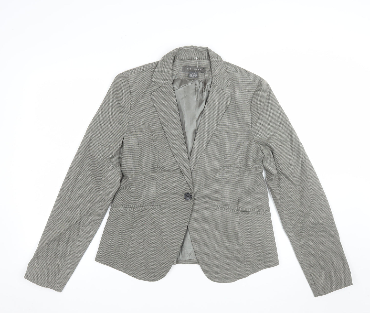 Suzy Shier Women's Grey Houndstooth Tailored Blazer Size 14