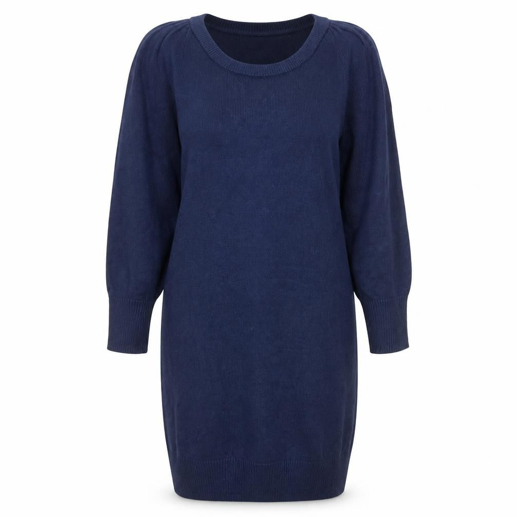 Next Women Blue Knit Jumper Dress Size 14 Long Sleeve Crew Neck