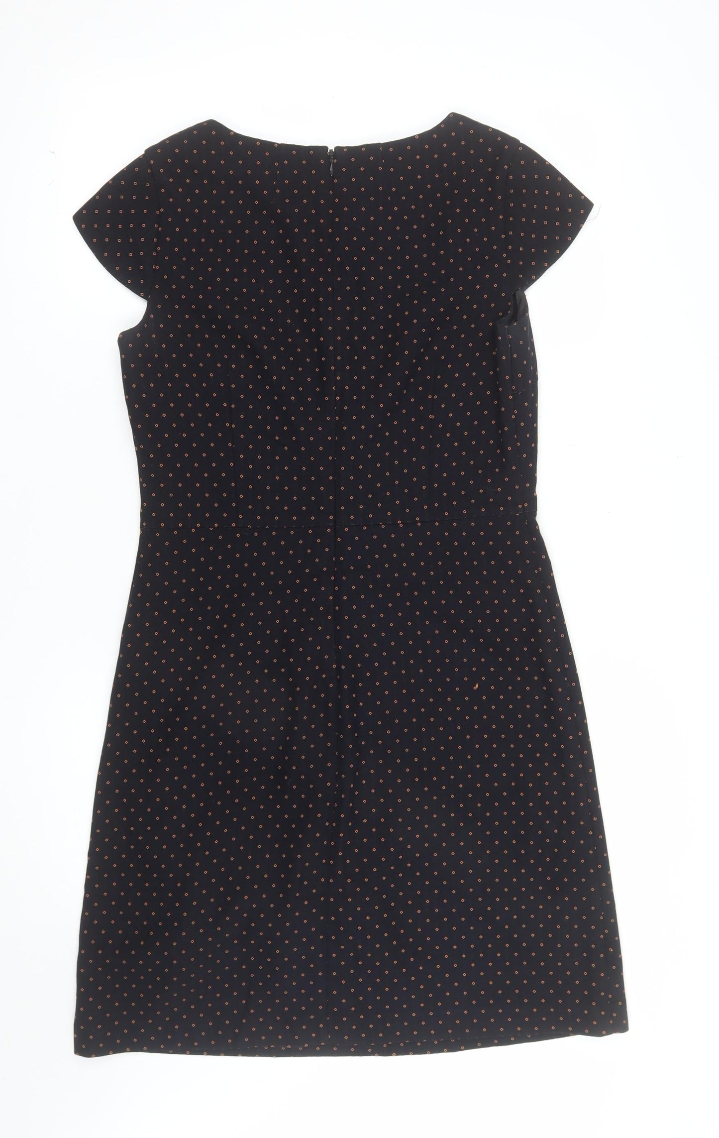 Next Women's Black Polka Dot Shift Dress Size 10 Short Sleeve