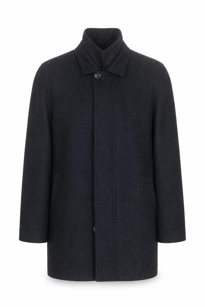 Chaps Men's Black Wool Blend Mid-Length Overcoat Size 38R