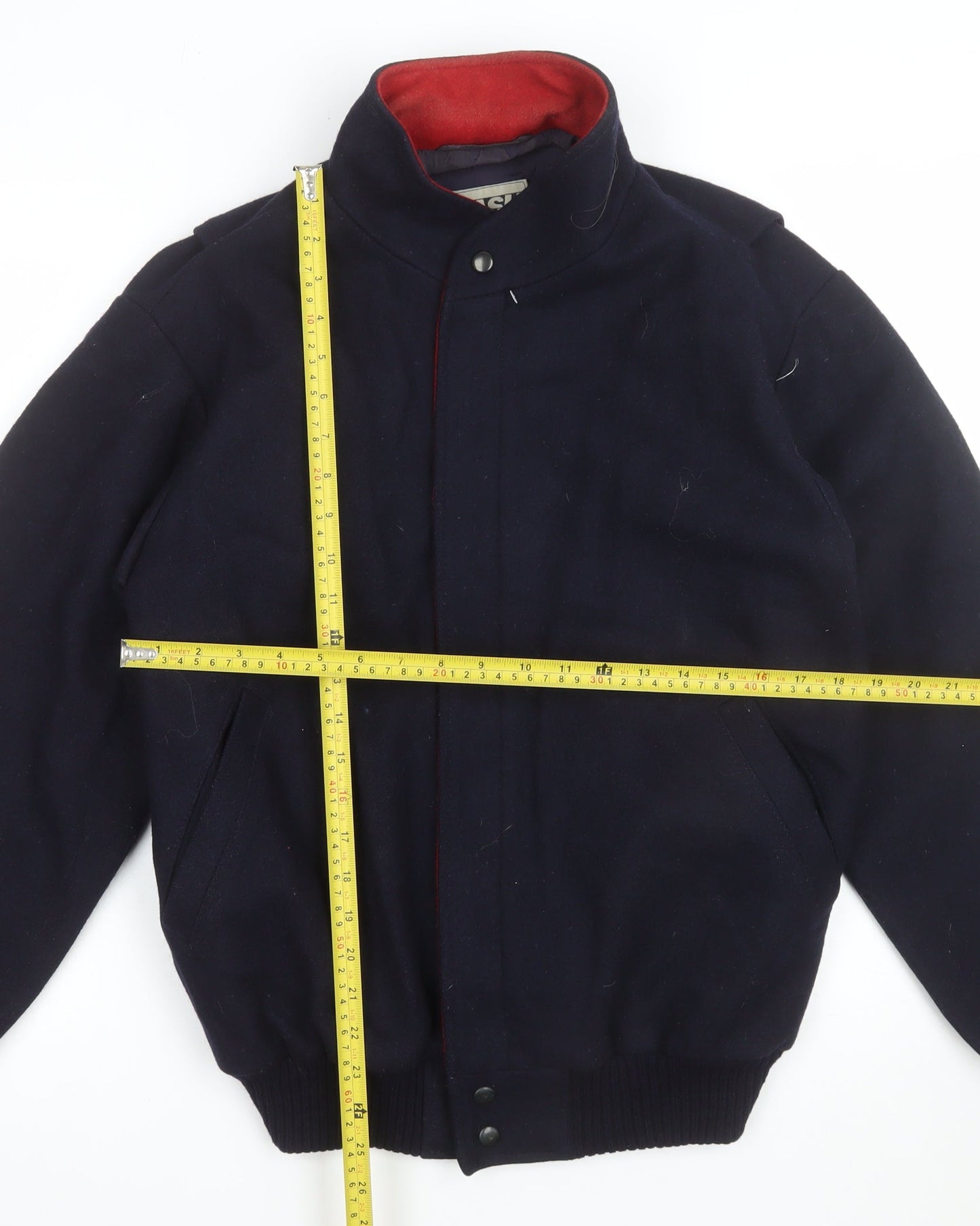 DASH Men's Navy Wool Bomber Jacket Size 36 Regular Classic Winter