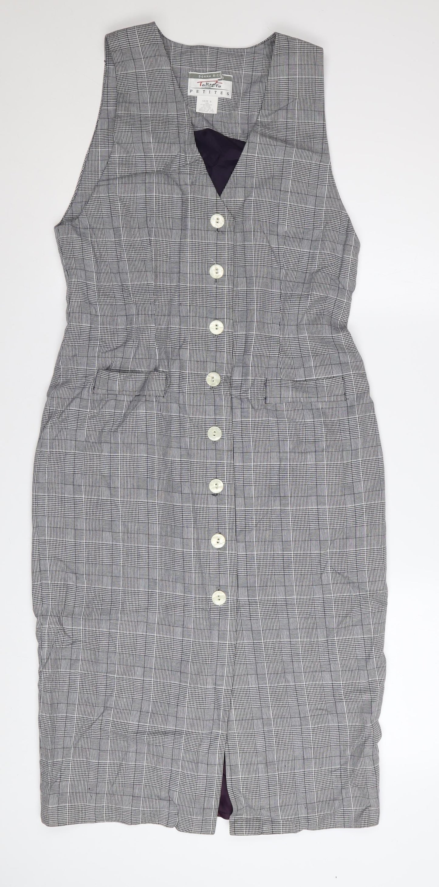 Talbots Petites Grey Check Sheath Business Dress Size 6