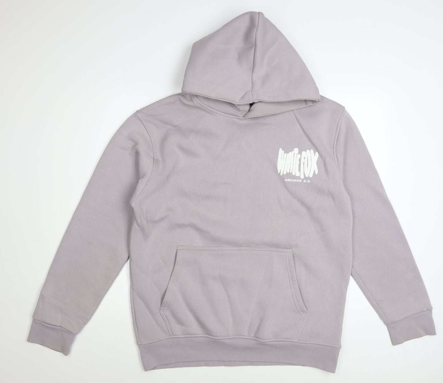 White Fox Women’s Grey Pullover Hoodie XL Cotton Logo Print
