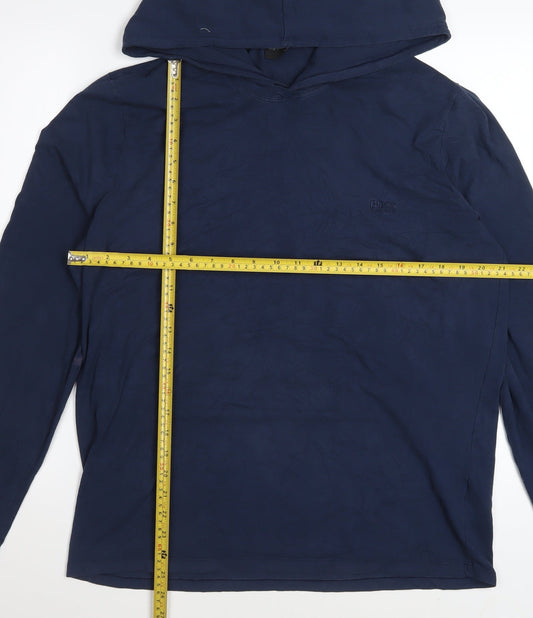 Hugo Boss Men's Blue Pullover Hoodie L Long Sleeve Cotton Elastane