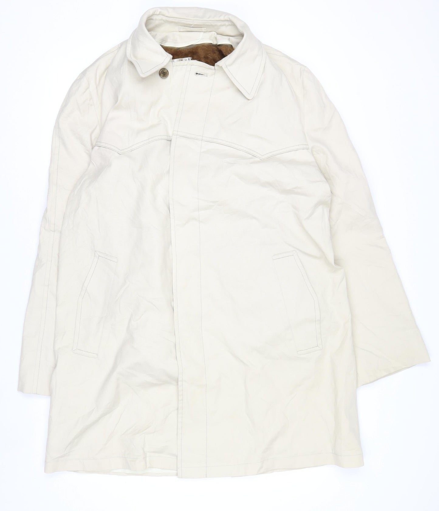 Campus Men's Beige 38 Rain Coat Water Resistant Lined Cotton Outerwear