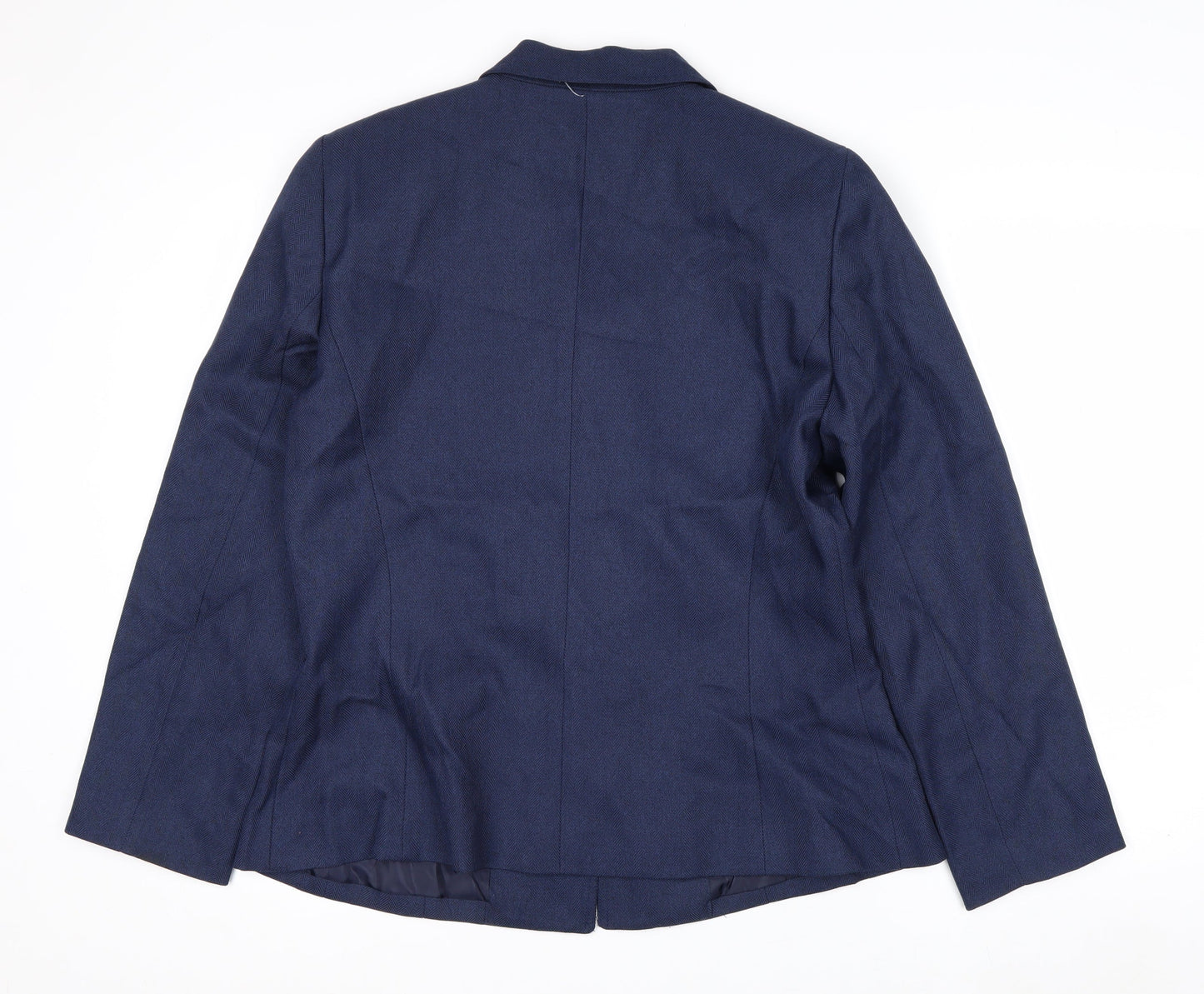 Suit Studio Women's Blue Polyester Lined Single-Breasted Blazer Size 12