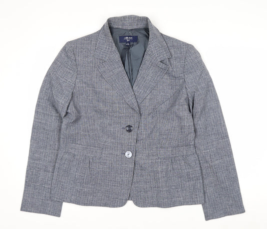 Jones Wear Women Grey Checked Suit Jacket Size 12 Classic Fit