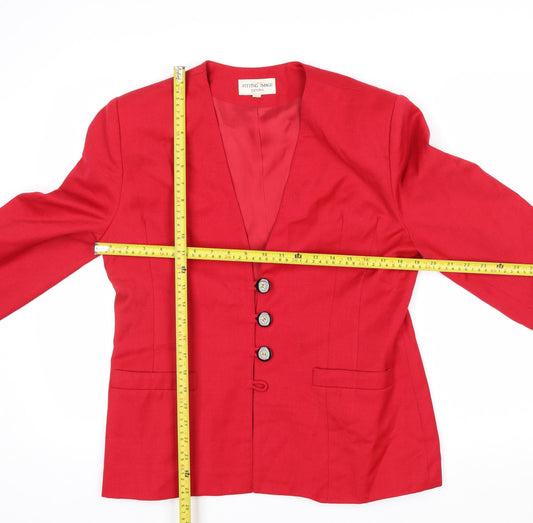 Fitting Image Petites Red Pure New Wool Blazer Womens Size 10 Classic Fit