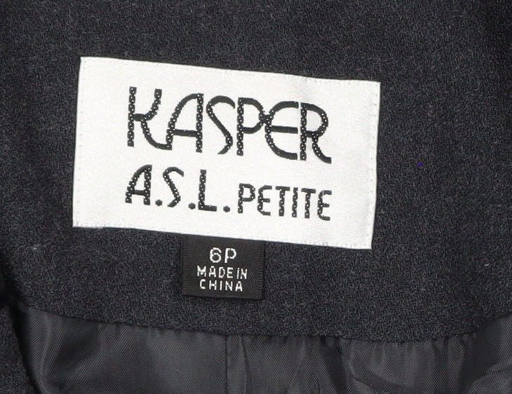 Kasper ASL Petite Black Embroidered Blazer Women’s Size 10