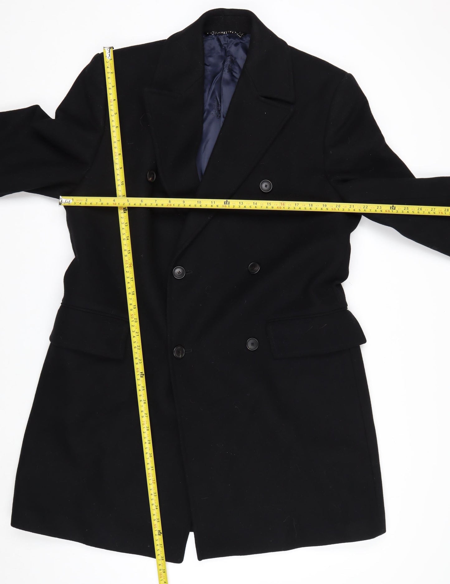 Austin Reed Men's Black Wool Cashmere Pea Coat Size 40R