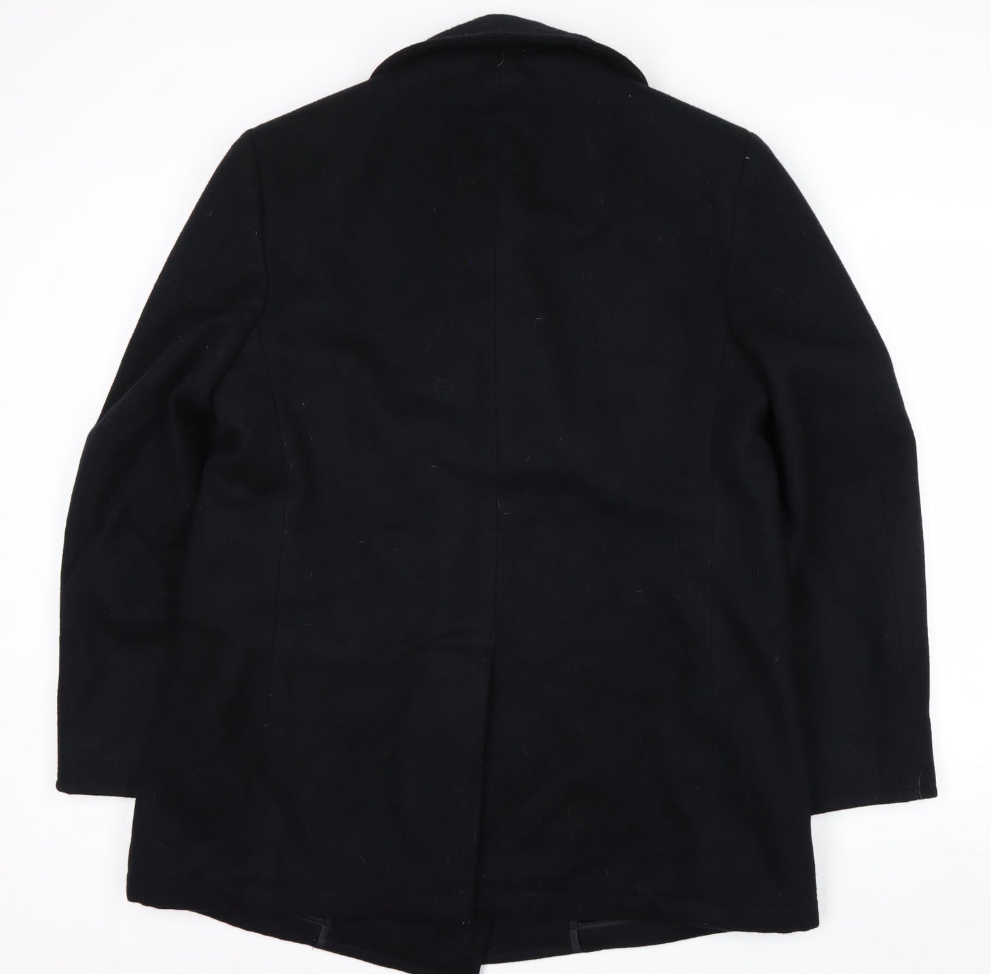 DSCP Quarterdeck Collection Mens Black 40R Pea Coat Wool Blend Classic Style