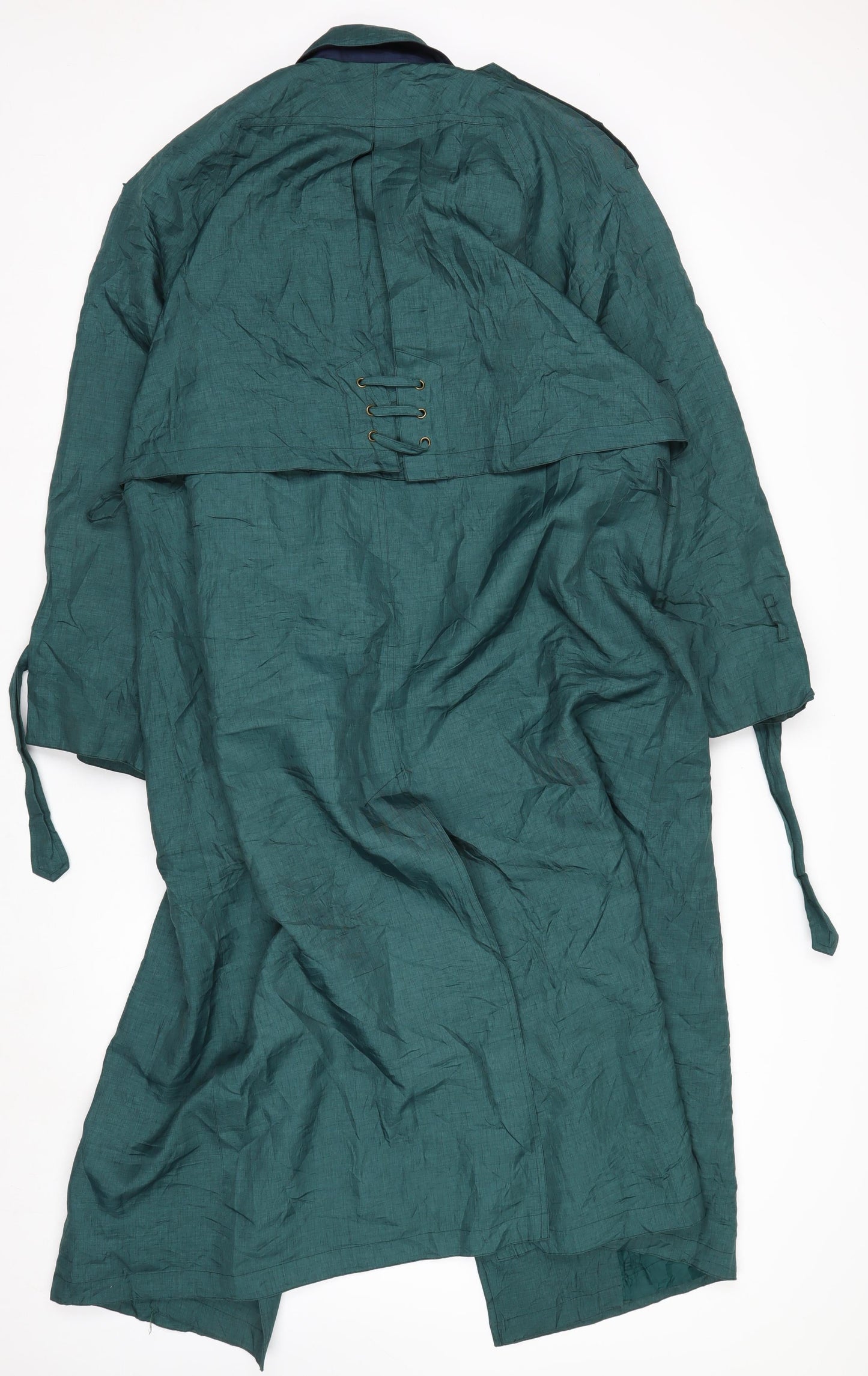 J.Gallery Women's Green Long Belted Trench Coat Size 12