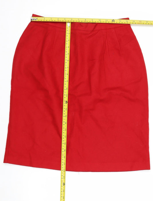Fundamental Things Women’s Red Wool Knee Length Pencil Skirt Size 12