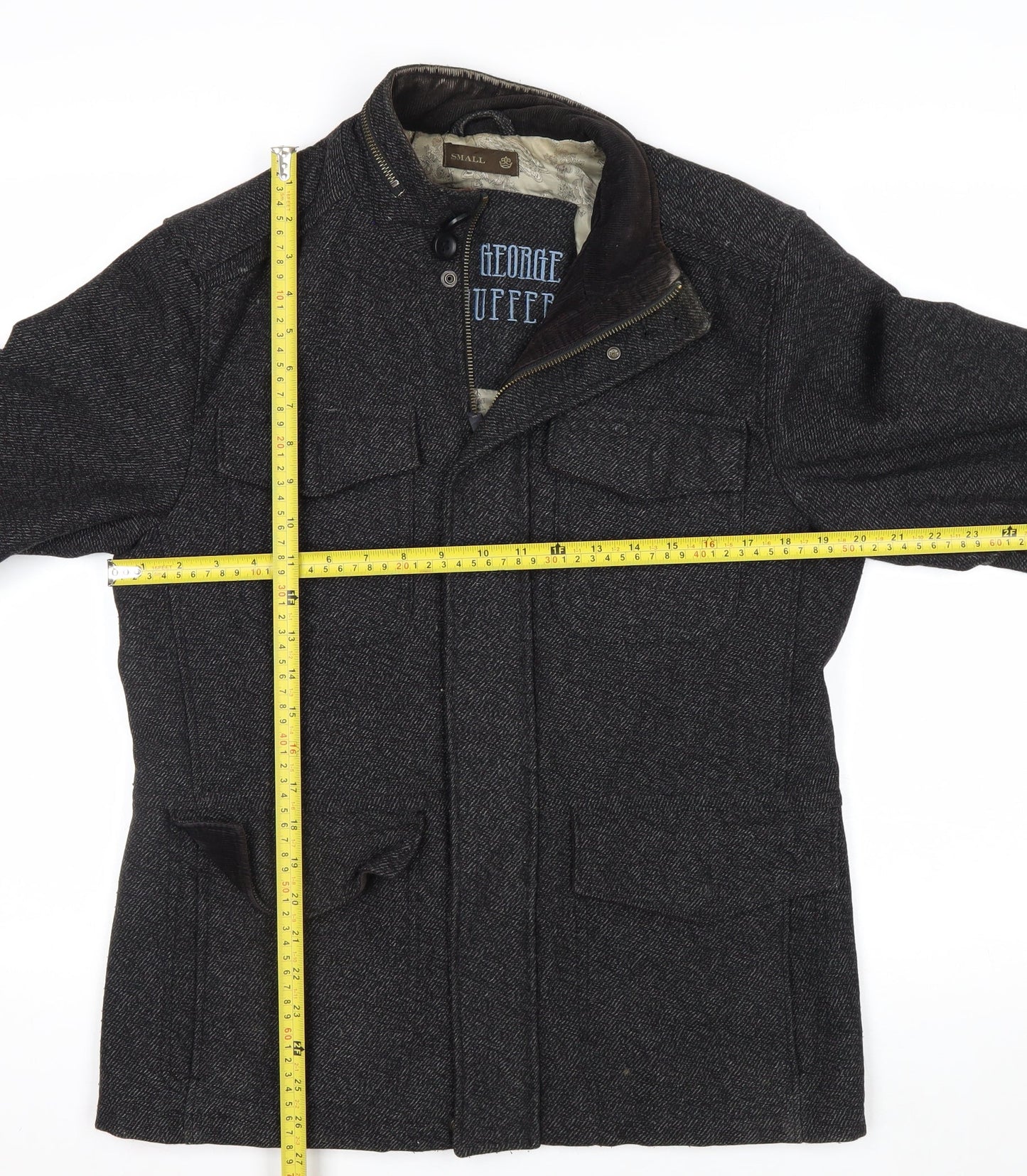 Saint George by Duffer Men’s Grey Wool Tweed Field Jacket Small