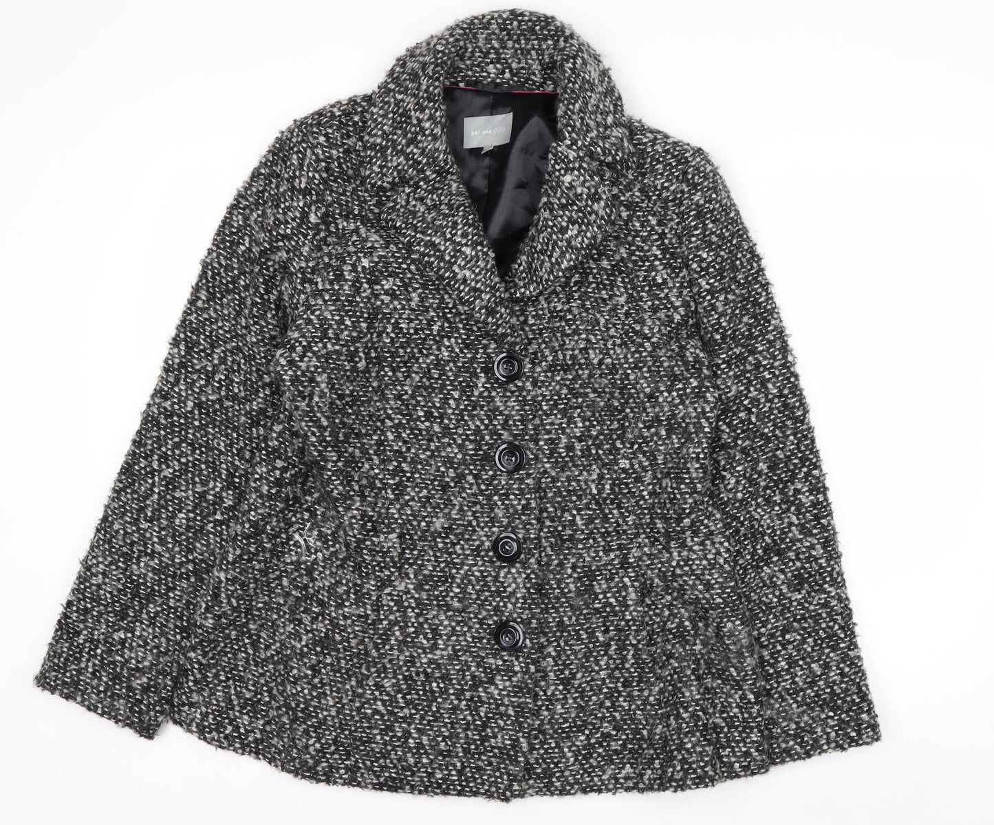 Marks and Spencer Per Una Women Grey Wool Blend Button Coat Size 16