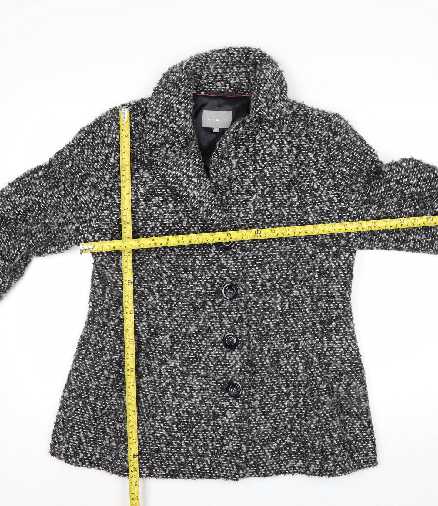 Marks and Spencer Per Una Women Grey Wool Blend Button Coat Size 16
