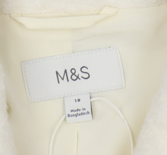 Marks and Spencer Women Ivory Wool Blend Short Jacket Size 18