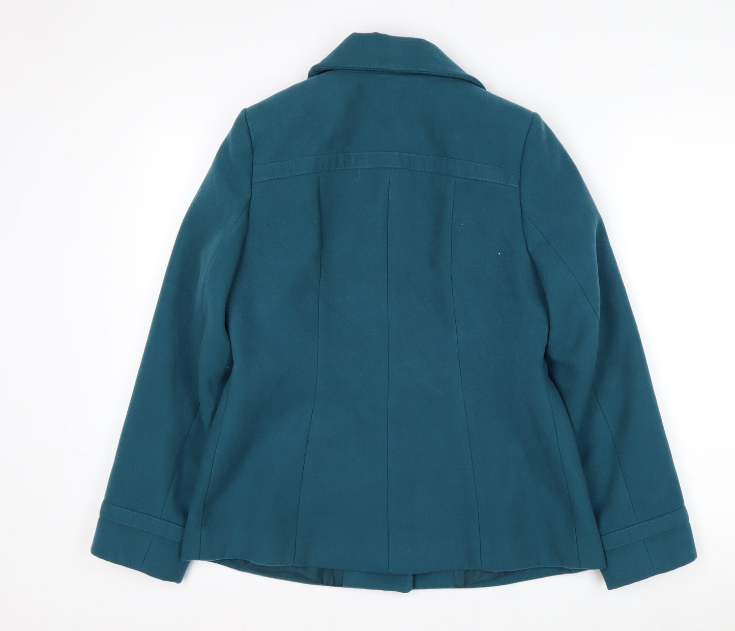 BHS Petite Women's Blue Pea Coat Size 10 Button Mid-Length Jacket
