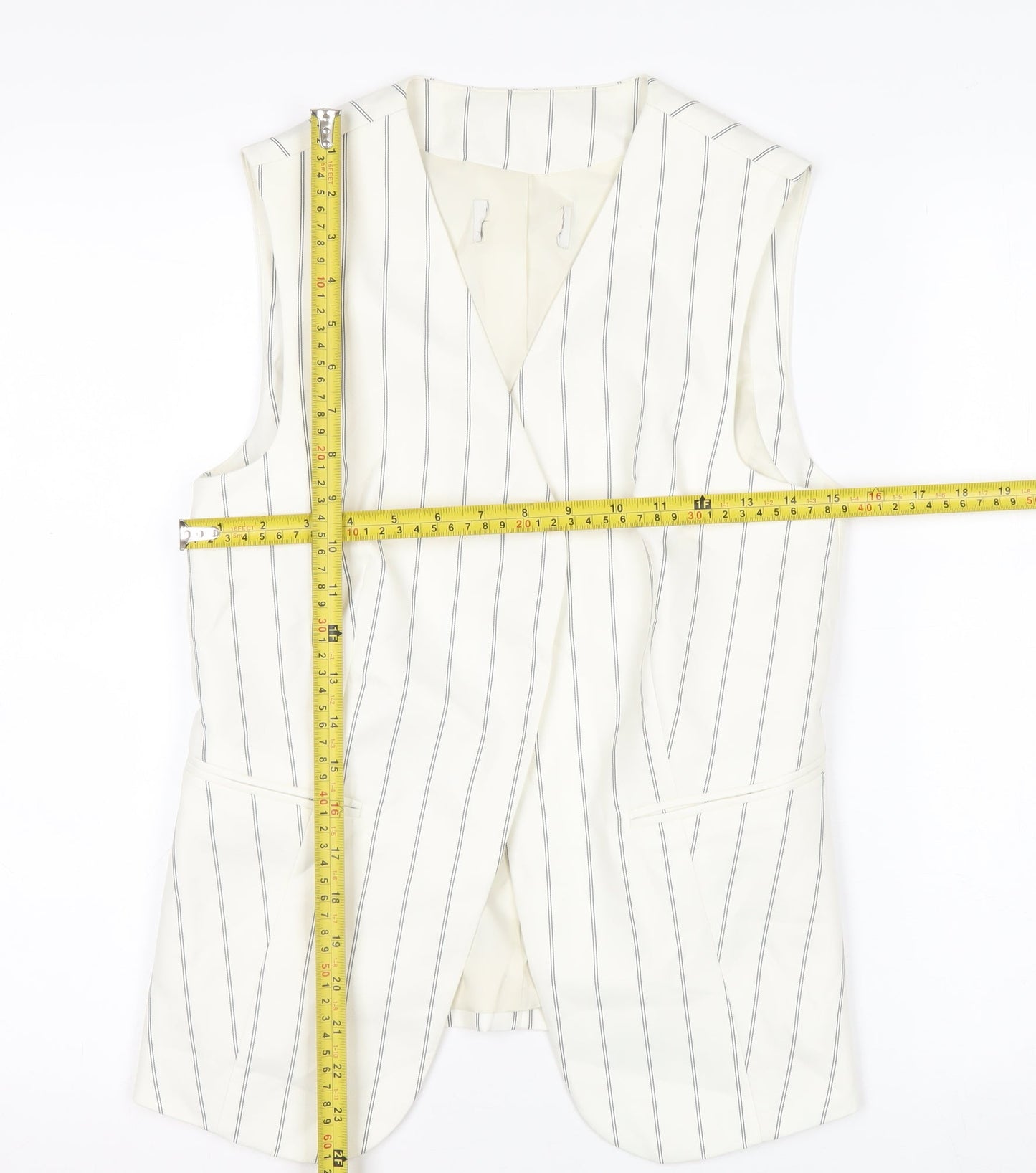 Marks and Spencer Womens Ivory Striped Sleeveless Tunic Blouse UK 6