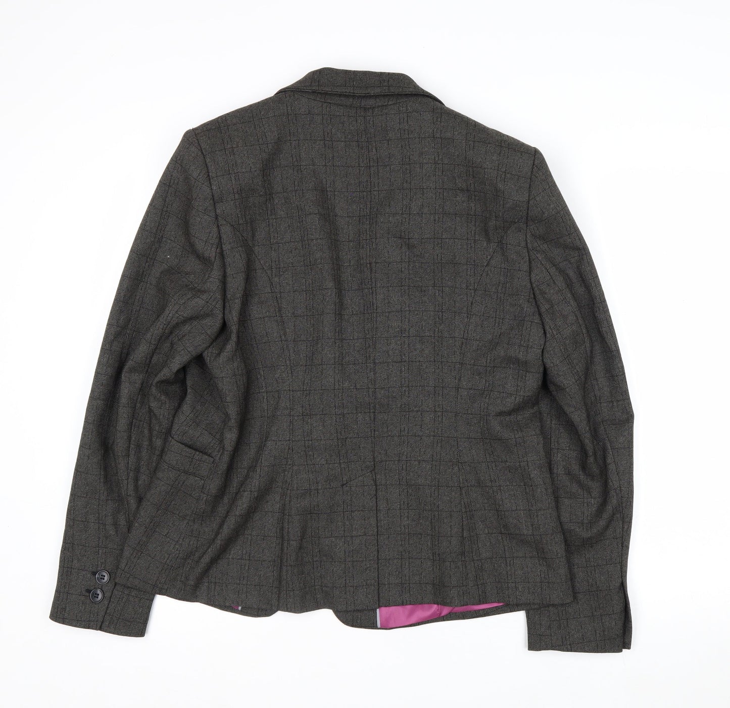 Next Women’s Grey Check Single-Breasted Blazer Size 16 Regular