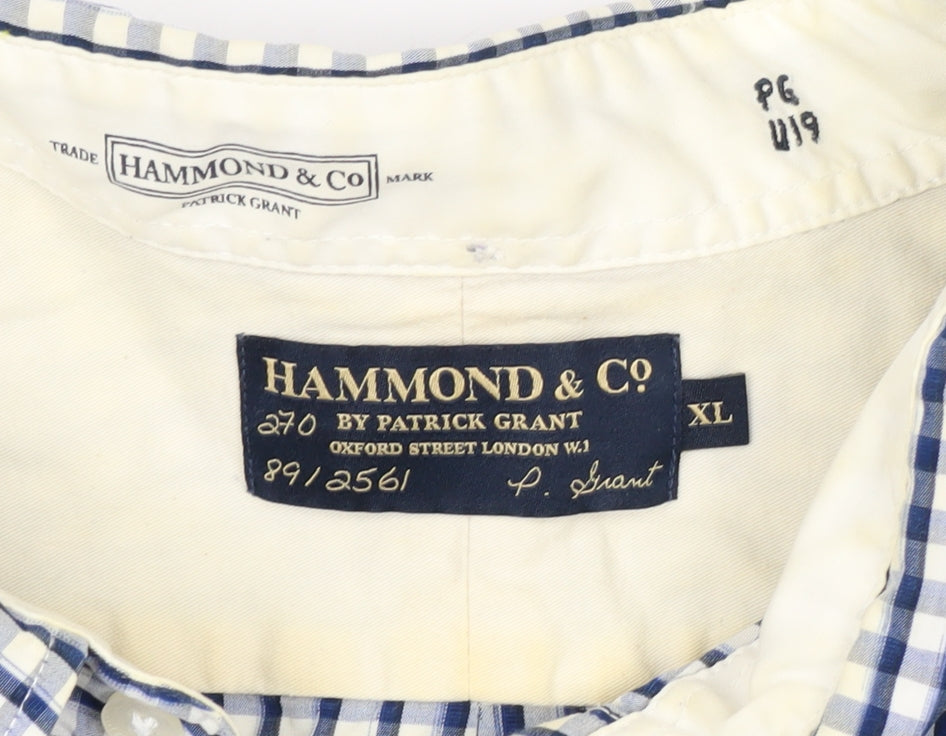Hammond & Co Men's Blue Check Short Sleeve Button-Up Shirt XL