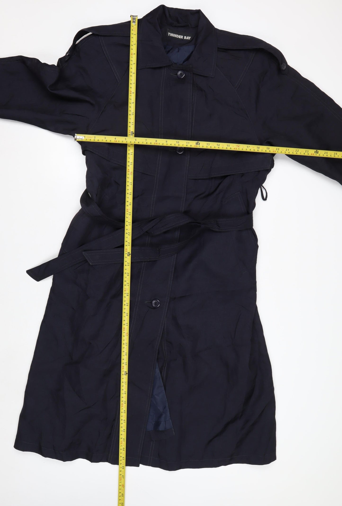 Thunder Bay Women's Blue Polyester Long Trench Coat Size 8