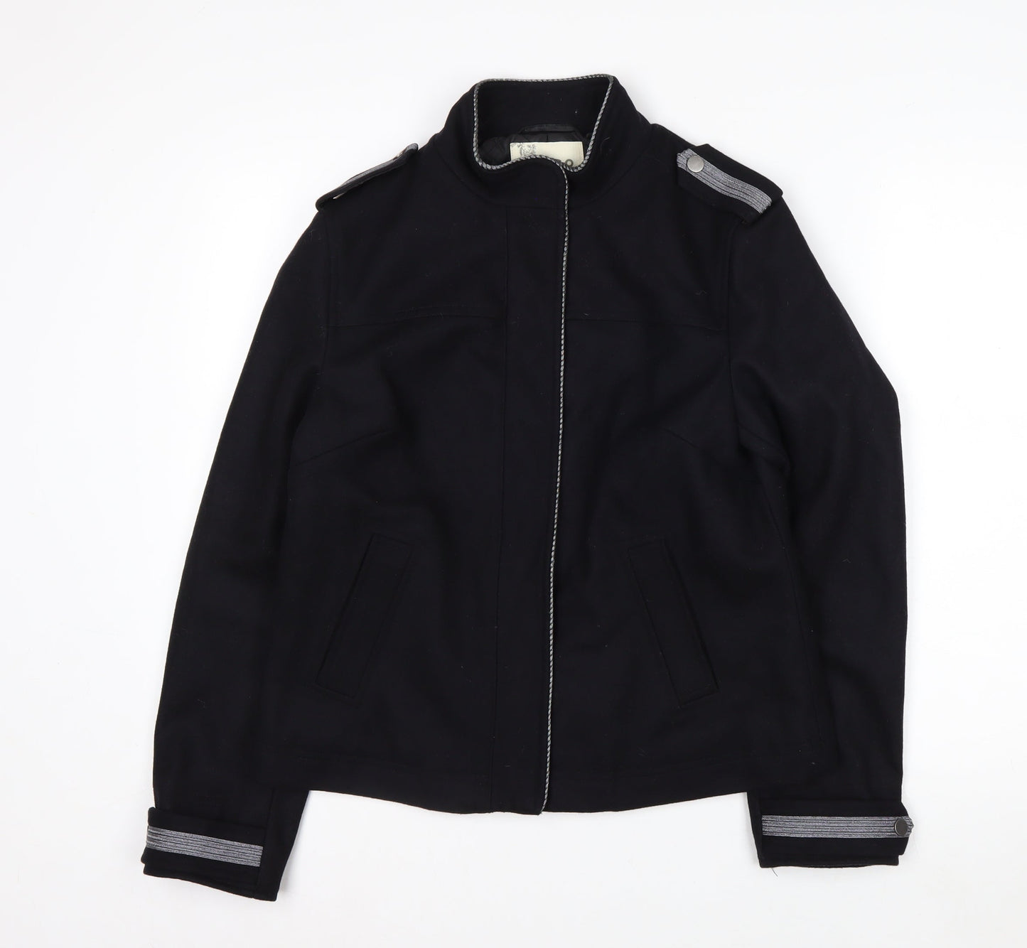 Marks and Spencer Women's Black Wool Blend Military Jacket UK 10