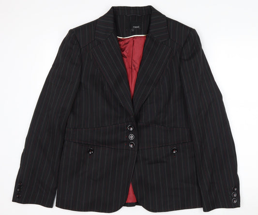 Next Women's Black Pinstripe Blazer Size 16 Classic Workwear Jacket