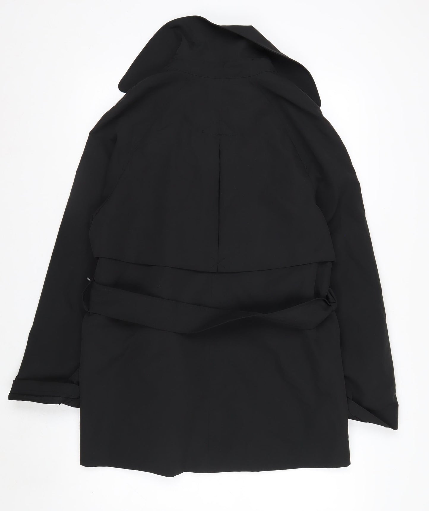 H&M Women Black XS Belted Trench Coat Polyester Classic Style