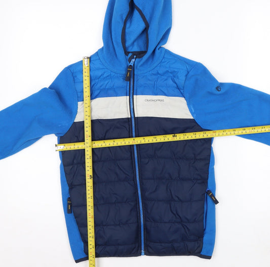 Craghoppers Boys Blue Hooded Puffer Jacket 9-10 Years Fleece Lined Outdoor Coat