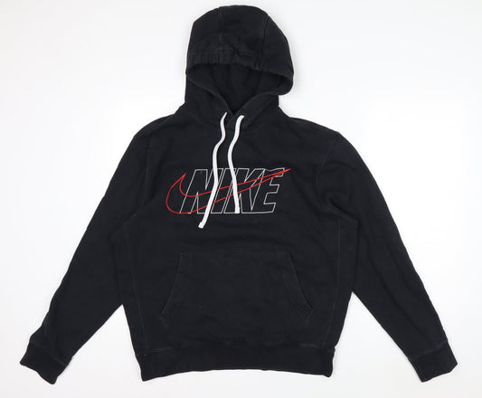 Nike Men's Black Pullover Hoodie M Logo Fleece Sweatshirt