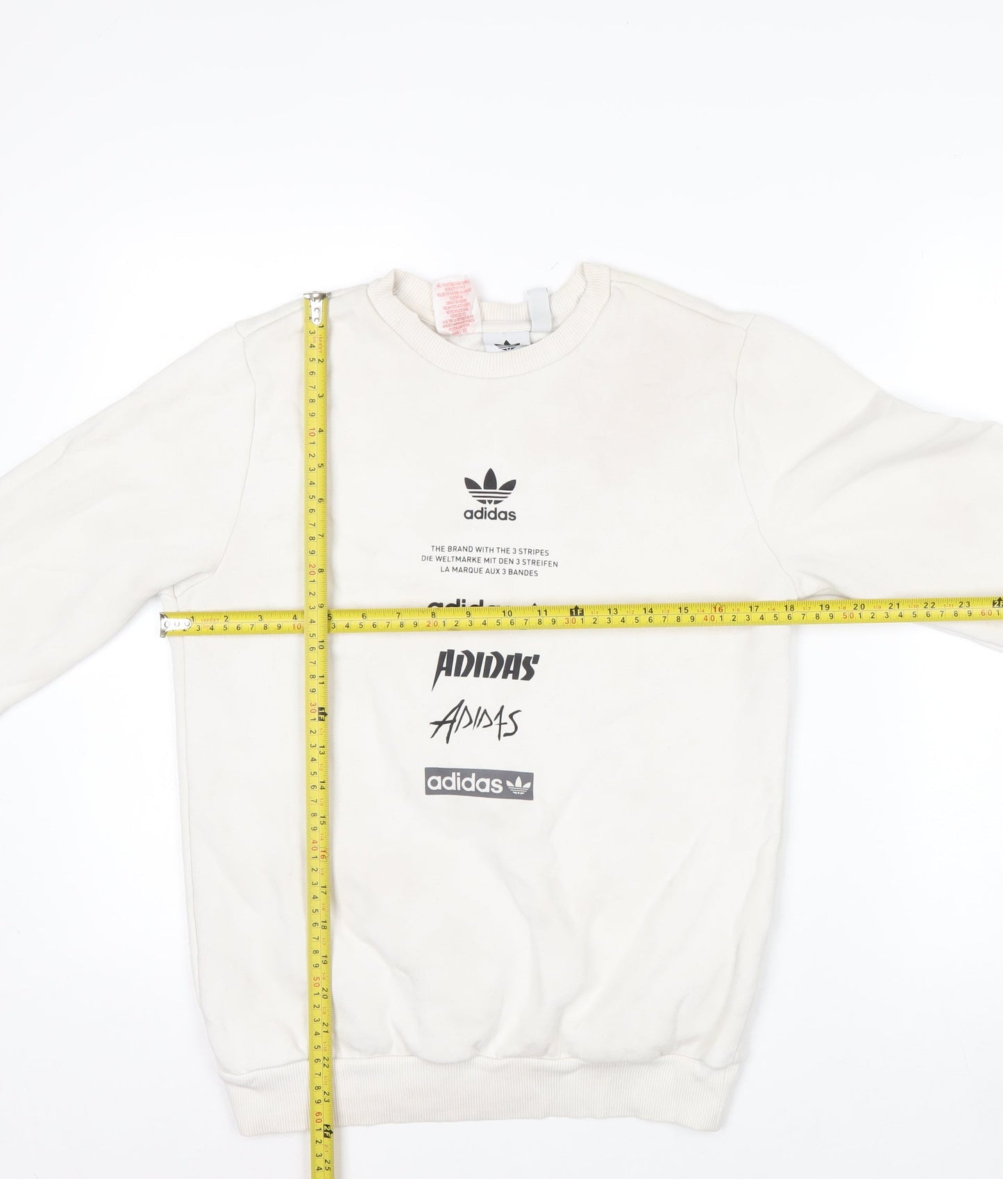 Adidas Boys Beige Logo Crew Neck Fleece Sweatshirt 13-14 Years