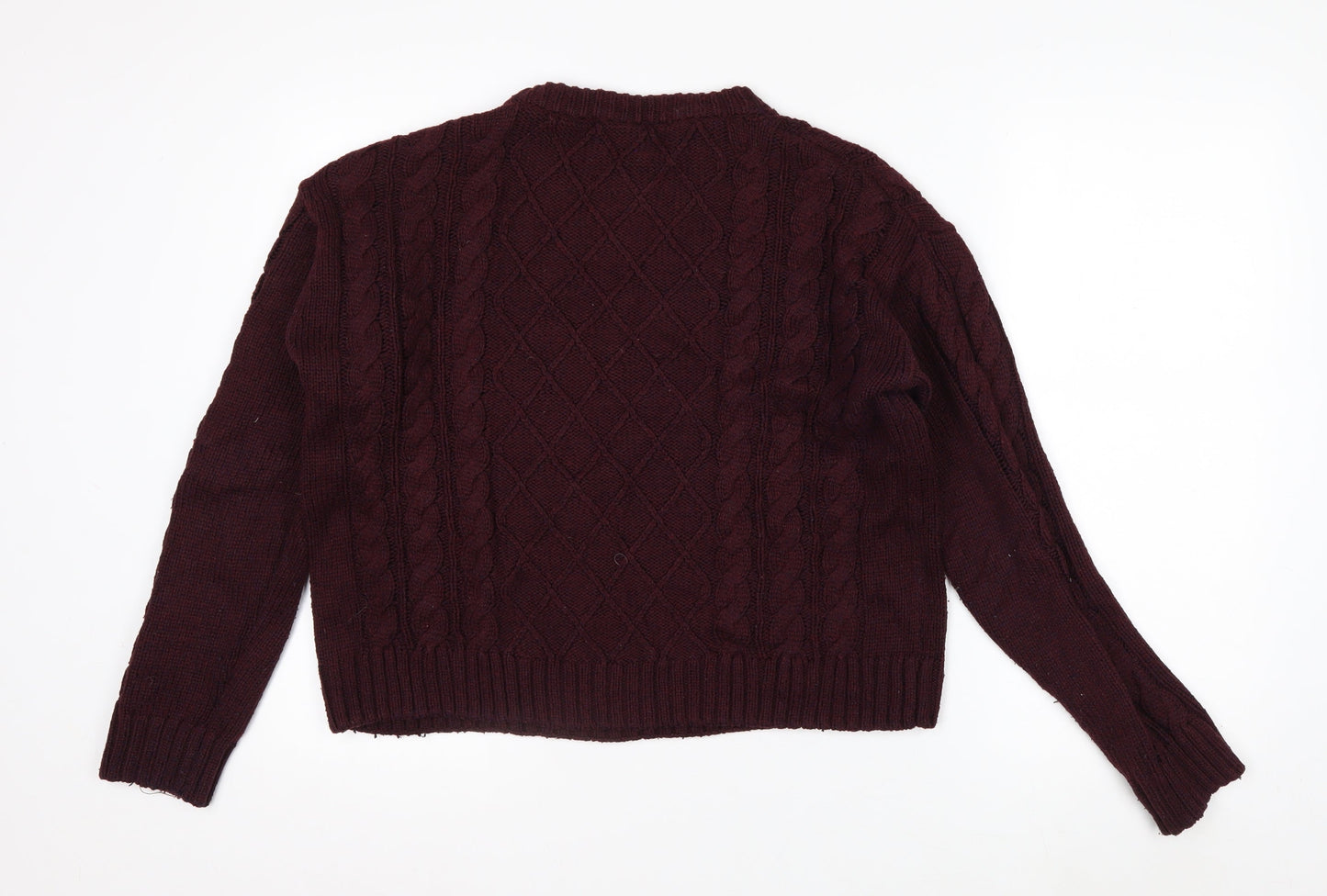 10 Tree Men's Brown Cable Knit Wool Blend Jumper Size M